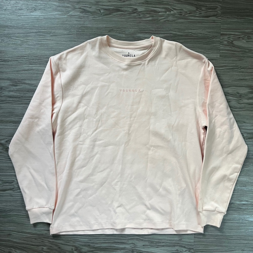 YoungLA Mens Long Sleeve Tee Pink Model 450 YLA2266 Size Large MMXIV Logo